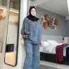 Setelan Hensa warna Biru Denim